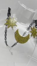 Load and play video in Gallery viewer, All That Glitters Black and Gold Moon and Star Fluff Earrings and Necklace
