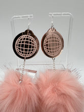 Load image into Gallery viewer, Baby Pink Disco Ball Fluff Earrings
