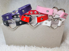 Load image into Gallery viewer, Vegan Leather Adjustable Heart Snap Collars / Multiple Colors!
