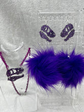Load image into Gallery viewer, Grape Glitter Dino Dreamz 2.0 Earrings &amp; Necklace Set
