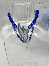Load image into Gallery viewer, Illenium Ice Blue Glitter Engraved &amp; Hand Painted Earrings and Necklace Set
