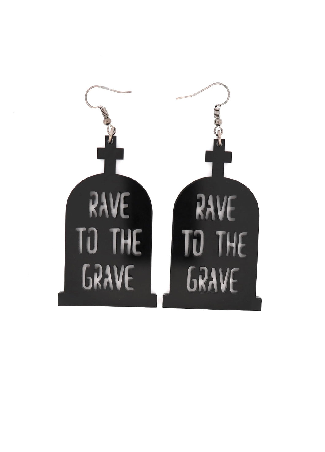 Rave To The Grave Tombstone Earrings
