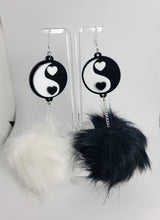 Load image into Gallery viewer, Yin-Yang Hearts Fluff Earrings and Necklace Set
