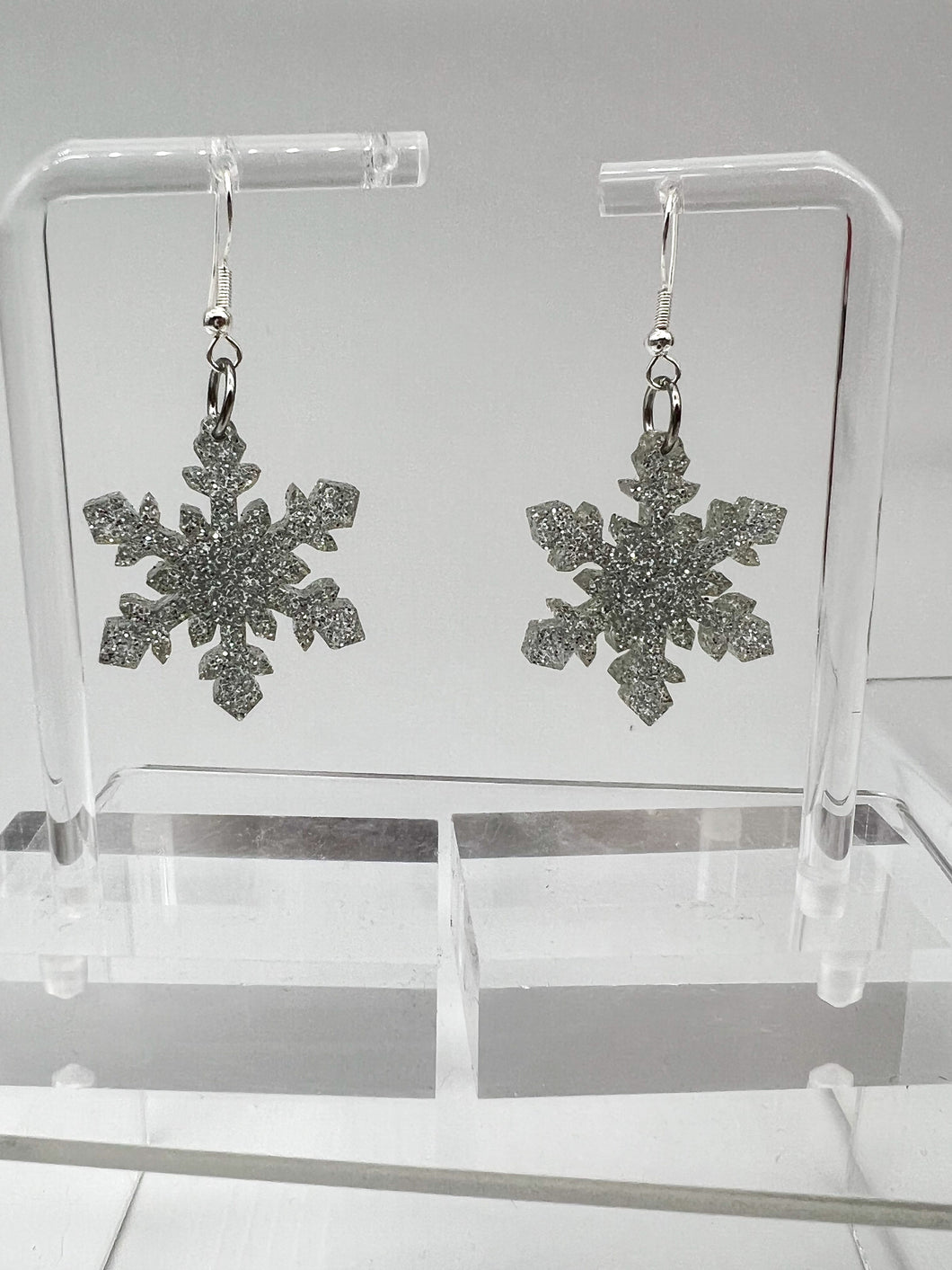 Silver Snowflake Glitter Earrings