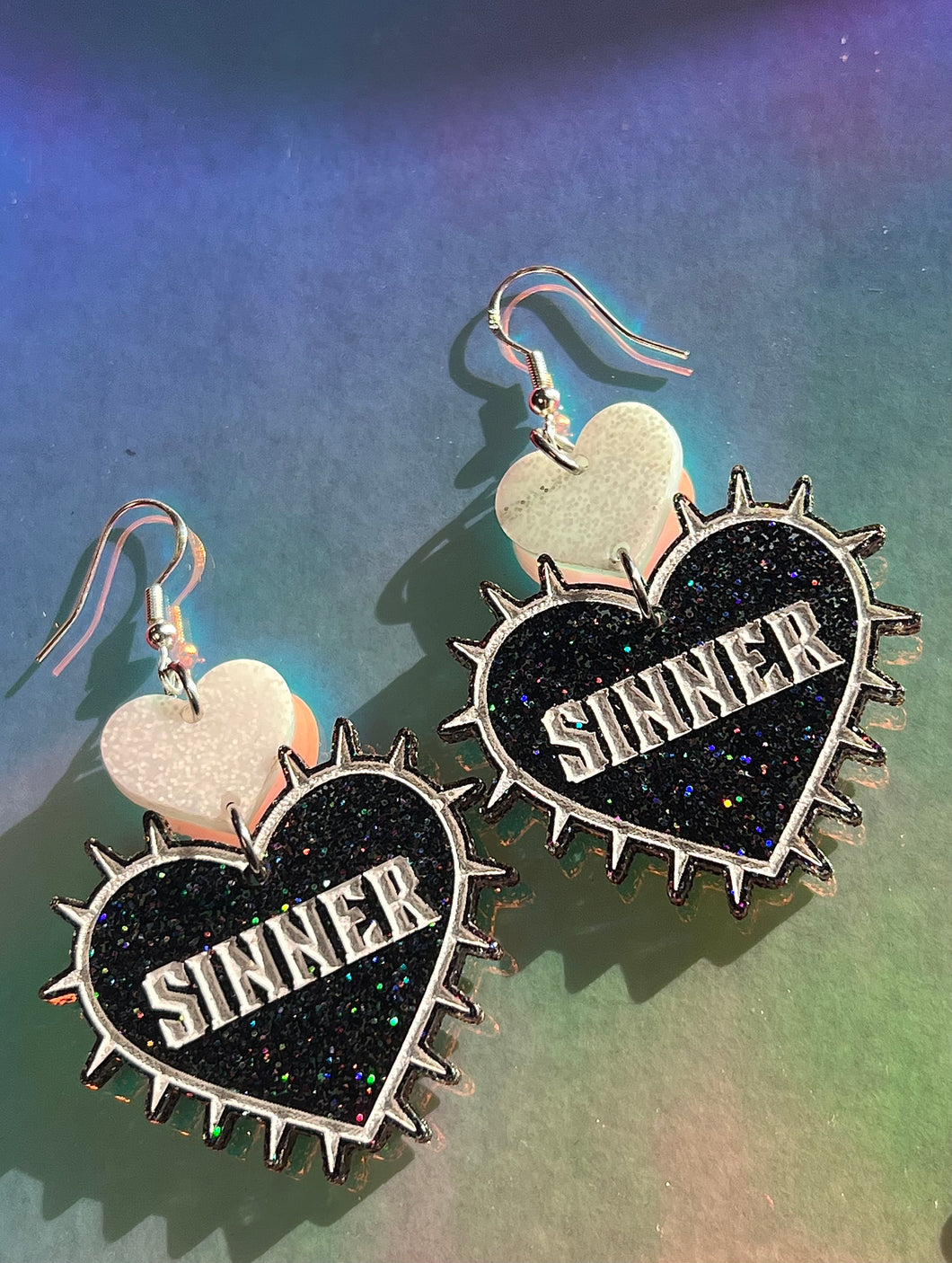 Sinner at Heart Glitter Earrings
