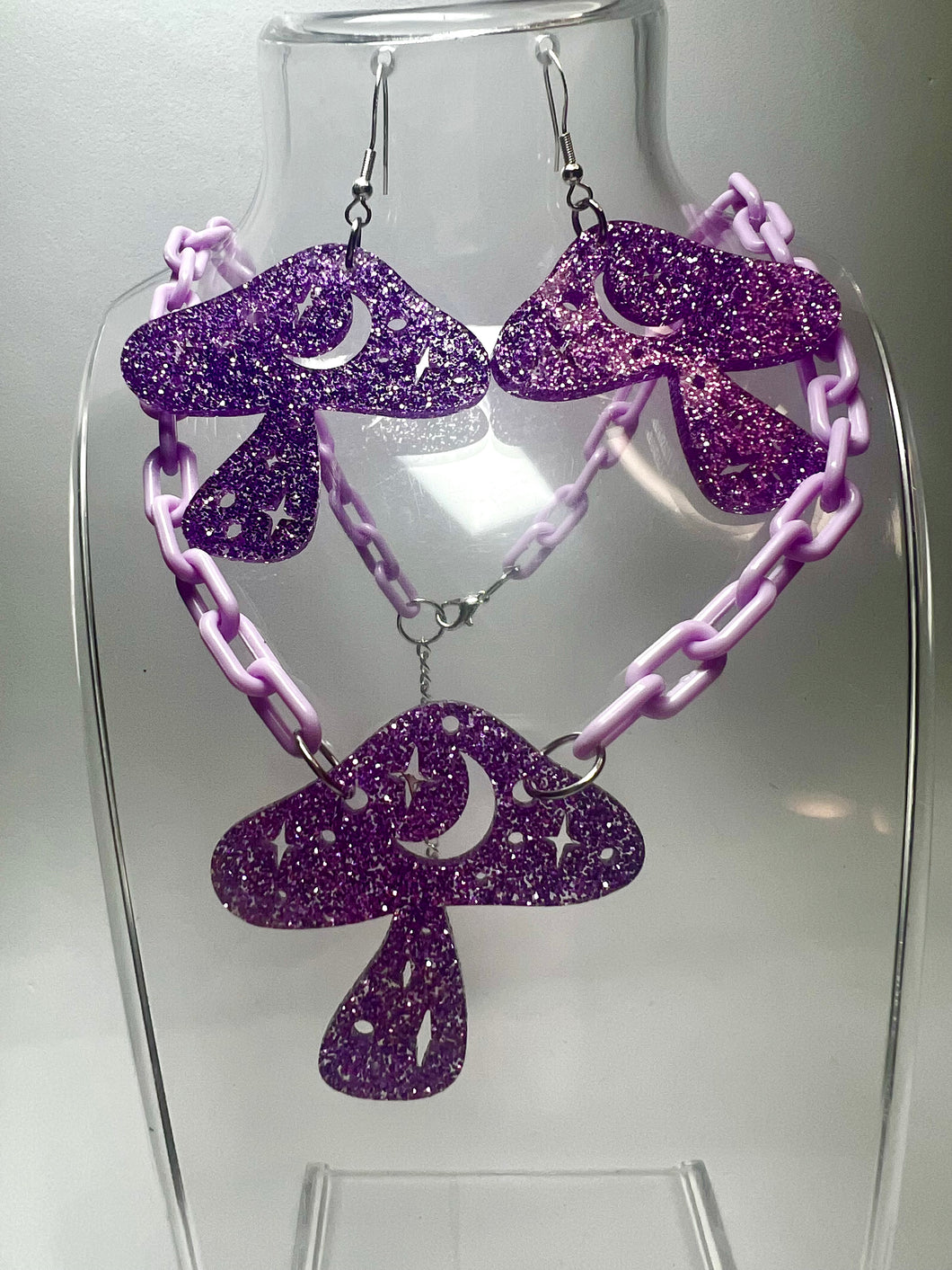 Magic Mushroom Glitter Earrings and Necklace - More Colors Available!