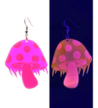 Load image into Gallery viewer, Melty Mushroom Earrings - UV Reactive! More colors available
