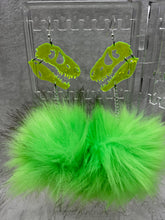 Load image into Gallery viewer, Neon Green UV Reactive Dino Dreamz 2.0 Earrings &amp; Necklace Set
