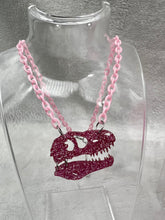 Load image into Gallery viewer, Pink Glitter Dino Dreamz 2.0 Earrings &amp; Necklace Set
