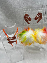 Load image into Gallery viewer, Orange Sherbet Glitter Dino Dreamz 2.0 Earrings &amp; Necklace Set
