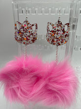 Load image into Gallery viewer, Glitter Kittyyy Rose Gold Fluff Earrings
