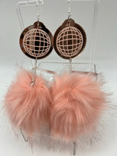 Load image into Gallery viewer, Baby Pink Disco Ball Fluff Earrings
