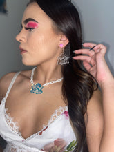Load image into Gallery viewer, Angel Baby 👼 Clear and Holographic Engraved Earrings and Choker
