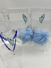 Load image into Gallery viewer, Illenium Ice Blue Glitter Engraved &amp; Hand Painted Earrings and Necklace Set
